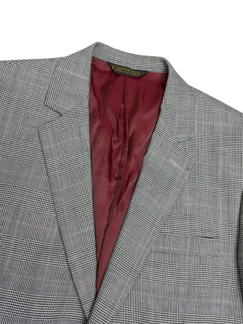 GIOVANNI Vintage Blazer Sport Coat Plaid Check Luxury Business Jacket Mens 46R